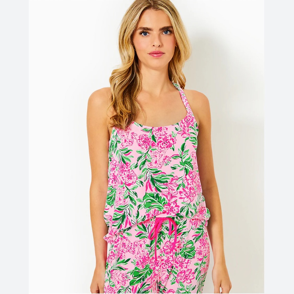 LILLY PULITZER, Kadde PJ Top, Conch Shell Pink Koala La La, Size Medium